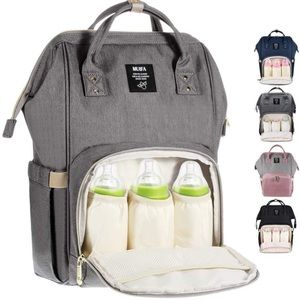 Gray Machine Bird Backpack Diaper Bag Easy Access